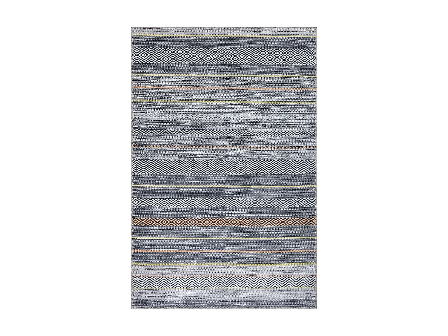 tapis cuisine 75x150 tissé gris et orange rectangle motif ethnique NOBASTA