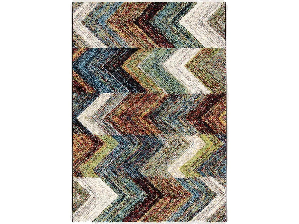 tapis chambre 80x150 tissé bleu rectangle motif géométrique COLORS