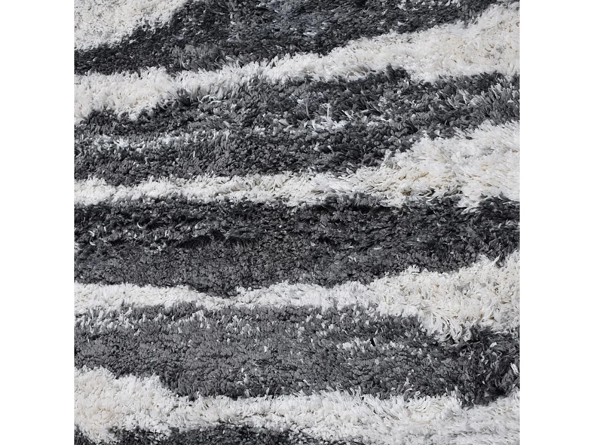 Tapis longs poils shaggy 120x170 rectangle tissé crème motif berbère LYN4 DOUX 5