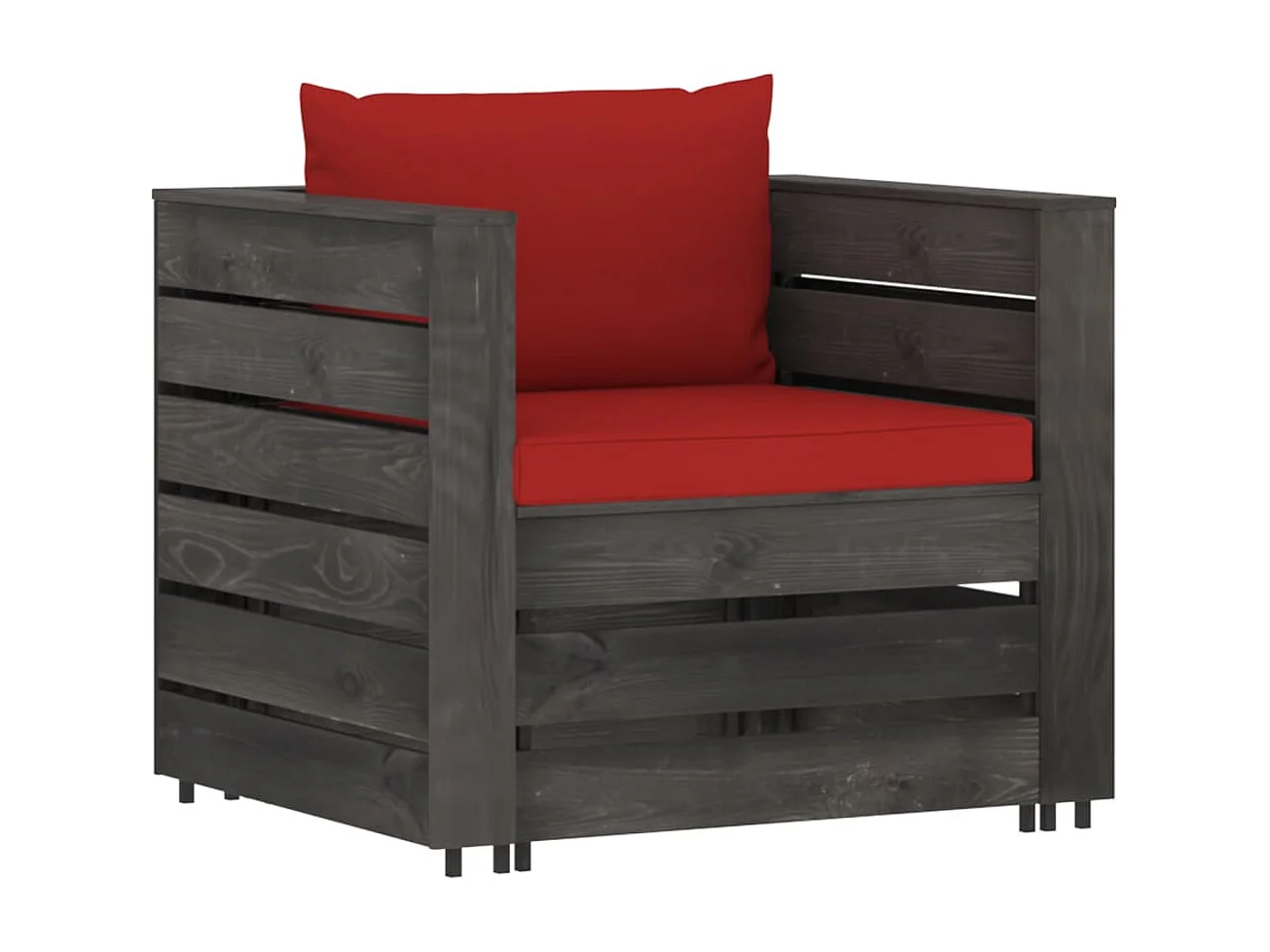 Set Salotto da Giardino 2 Pz con Cuscini Legno Impregnato Grigio CFW297735