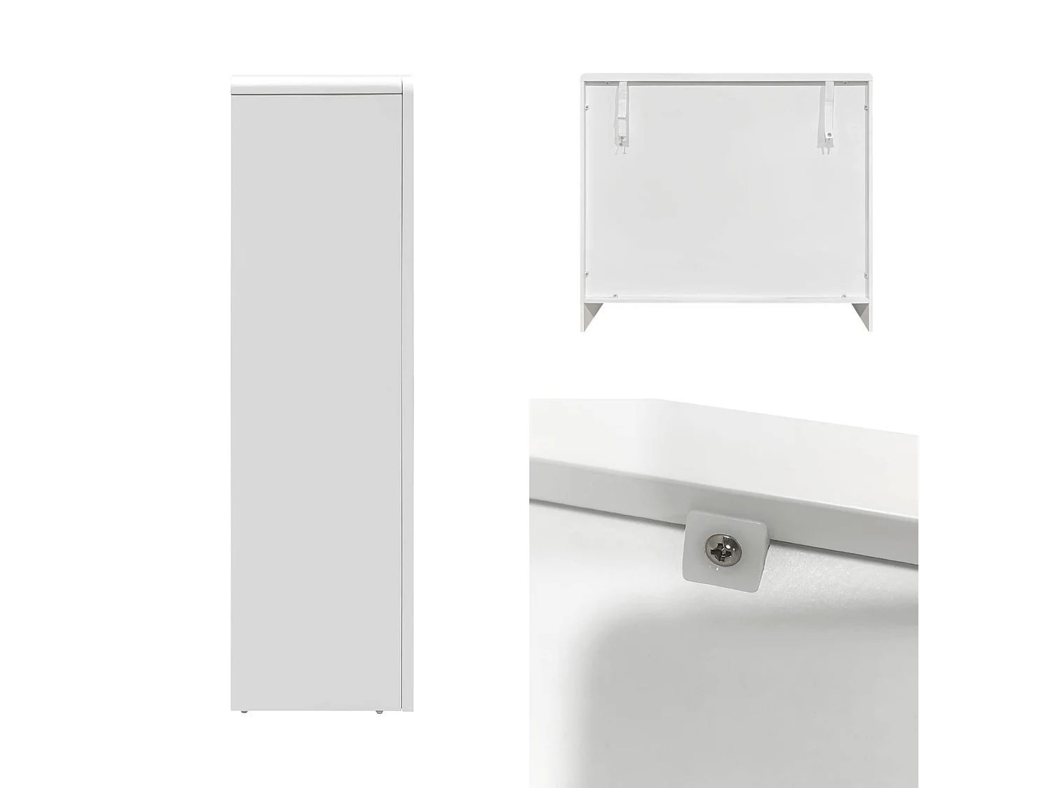 Aparador con efecto madera de 4 compartimentos, 90cm blanco