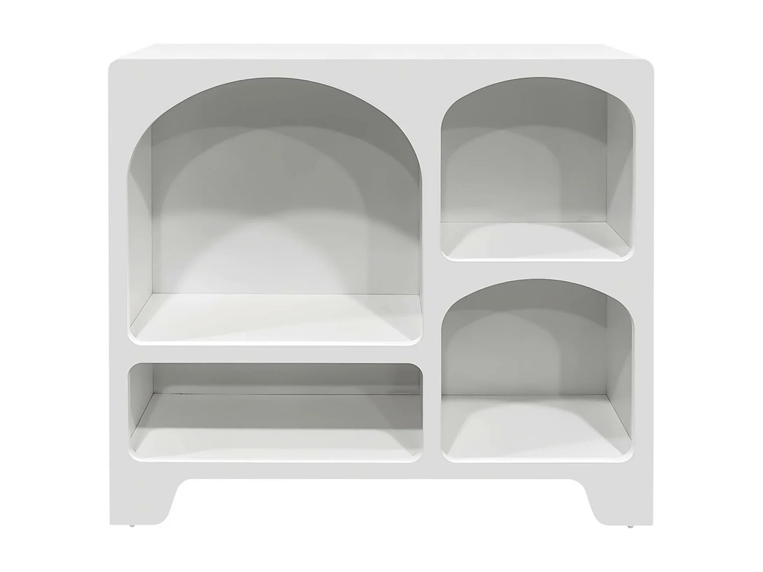 Credenza organica a 4 scomparti effetto legno bianco, 90cm, bianco