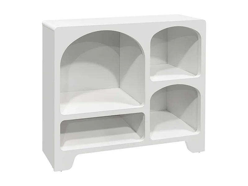 Buffet organique plusieurs niches 4 compartiments. buffet bas. effet bois blanc 90cm