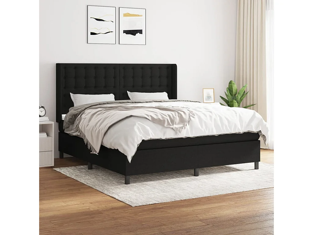 Letto matrimoniale a Molle con Materasso Nero 160x200 cm in Tessuto CFW3488868