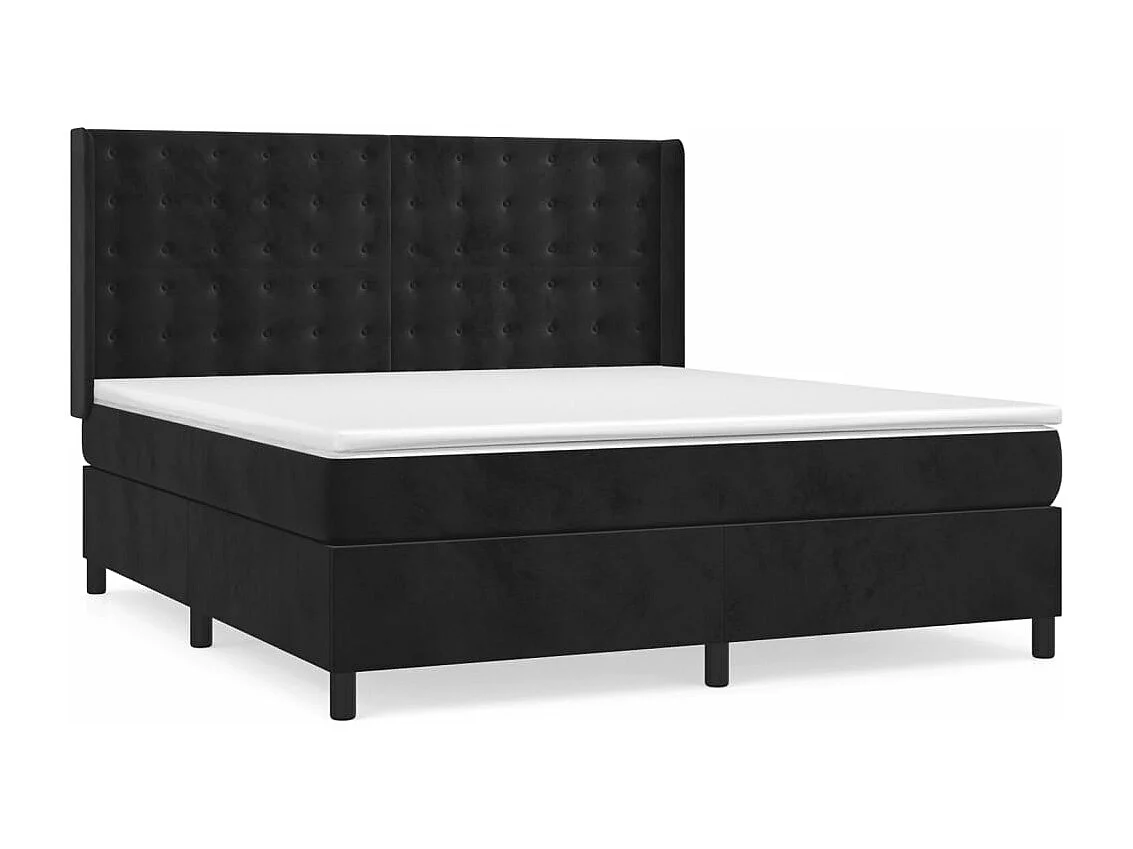 Letto matrimoniale a Molle con Materasso Nero 160x200 cm in Velluto CFW9003041