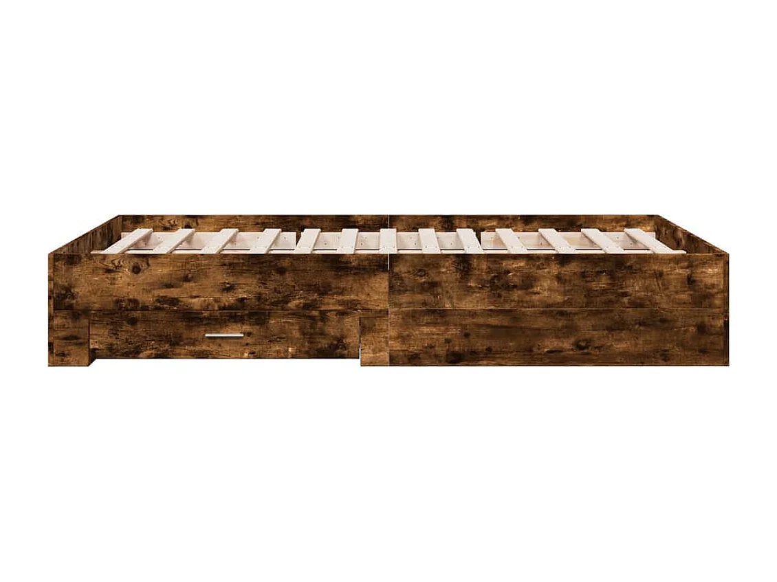 Letto con Cassetti Rovere Fumo 135x190 cm Legno Multistrato CFW2688340