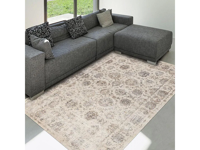 tapis chambre 80x150 tissé crème rectangle motif géométrique GIORGIA 3