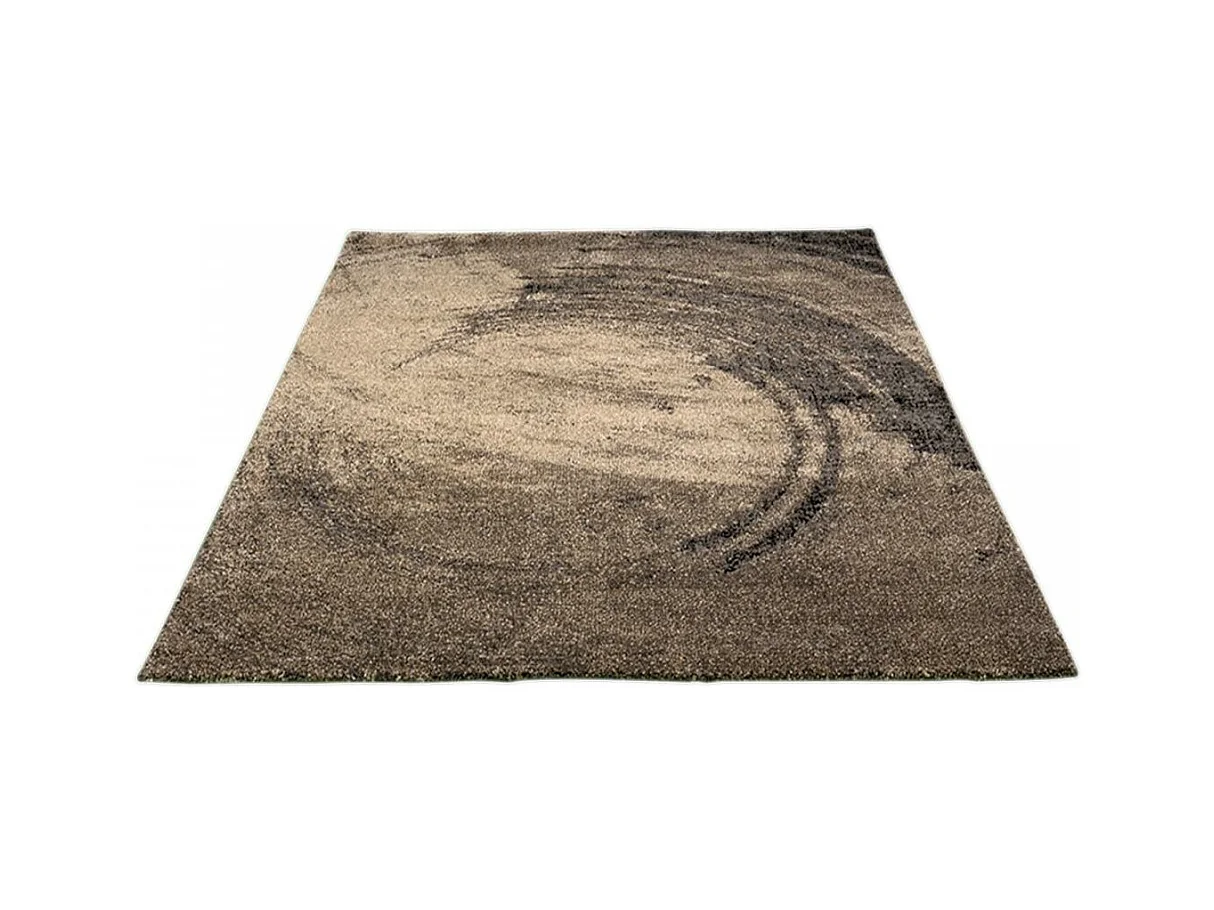 tapis salon 200x290 tissé marron clair et foncé rectangle motif abstrait BINBA