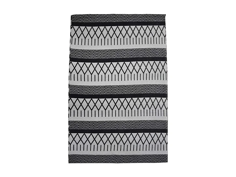 tappeto da soggiorno 140x200 rettangolo nero fatto a mano modello scandinavo PANATA