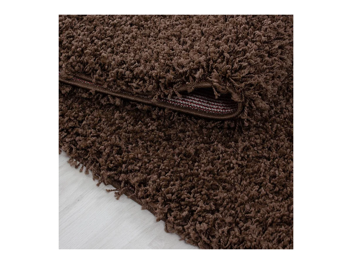 Tapis poils longs shaggy 120x170 rectangle tissé marron motif uni UNI L