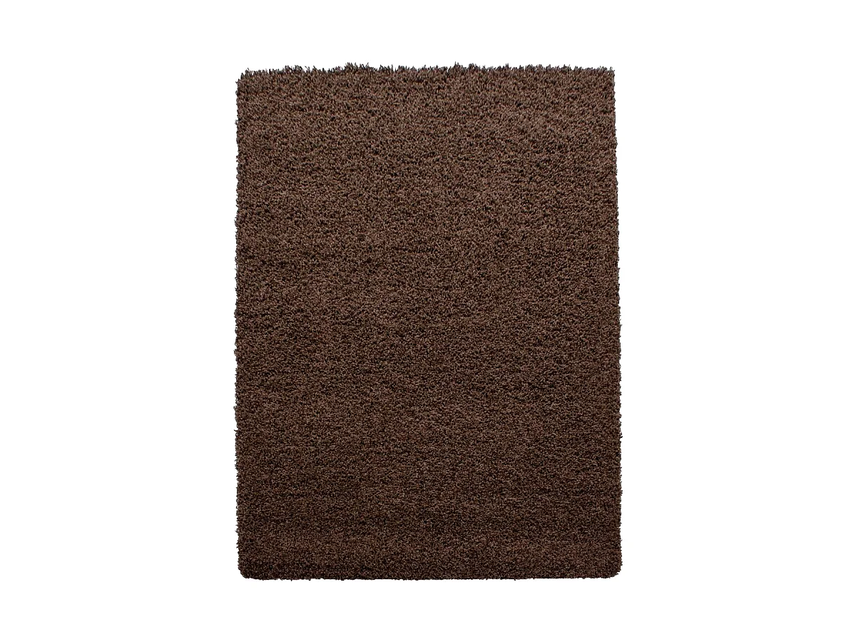 Tapis poils longs shaggy 120x170 rectangle tissé marron motif uni UNI L