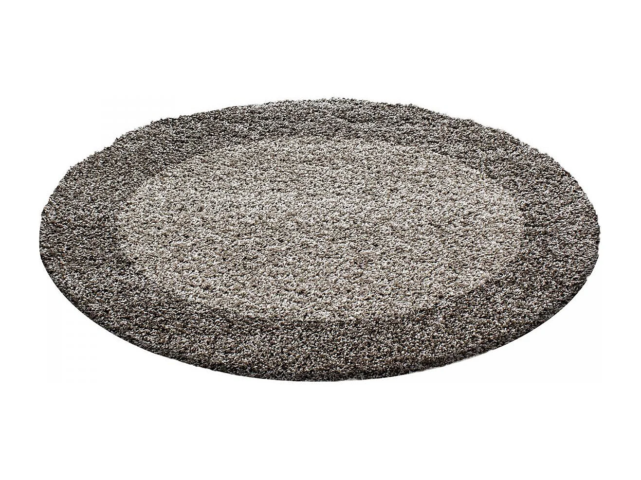 Tapis poils longs shaggy 80x150 rectangle tissé beige et taupe motif simple