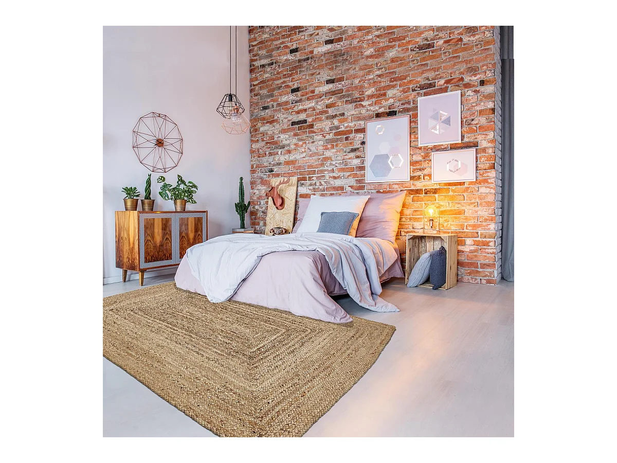 Tapis jute 120x170 fait à la main beige JUTURE