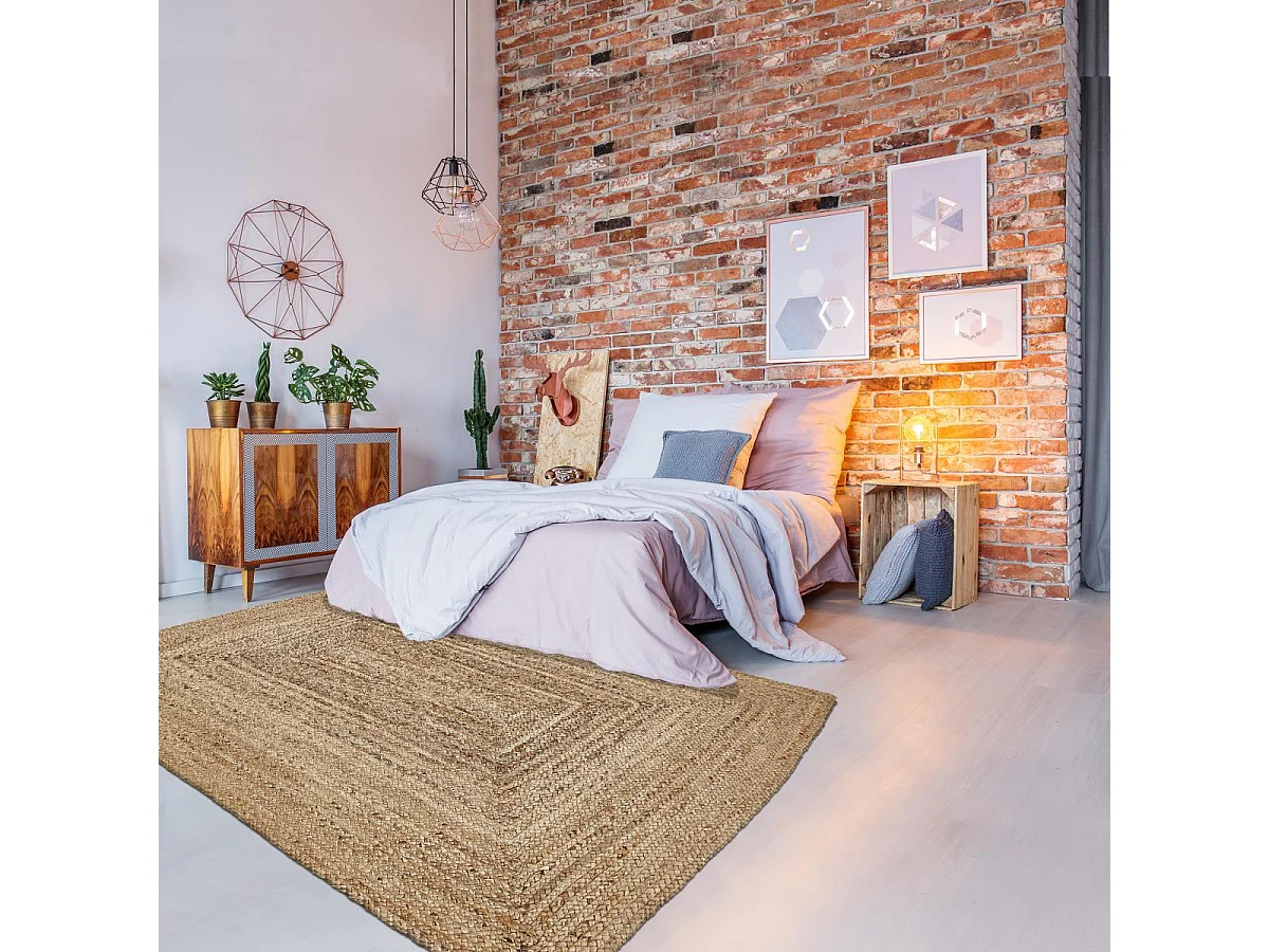 Tapis jute 120x170 fait à la main beige JUTURE