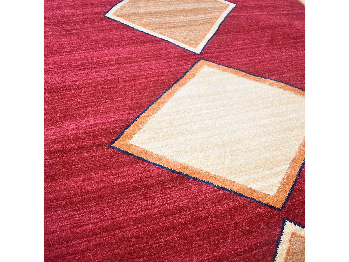 tapis salon 160x240 tissé rouge rectangle motif simple CHOBAY 8