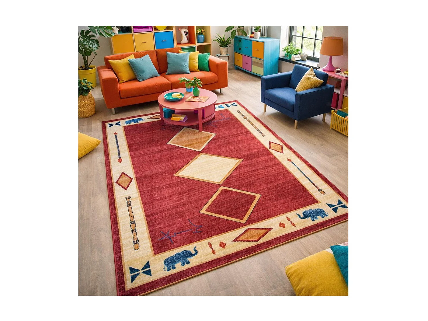 tappeto da soggiorno 160x240 tessuto rettangolo rosso modello semplice CHOBAY 8