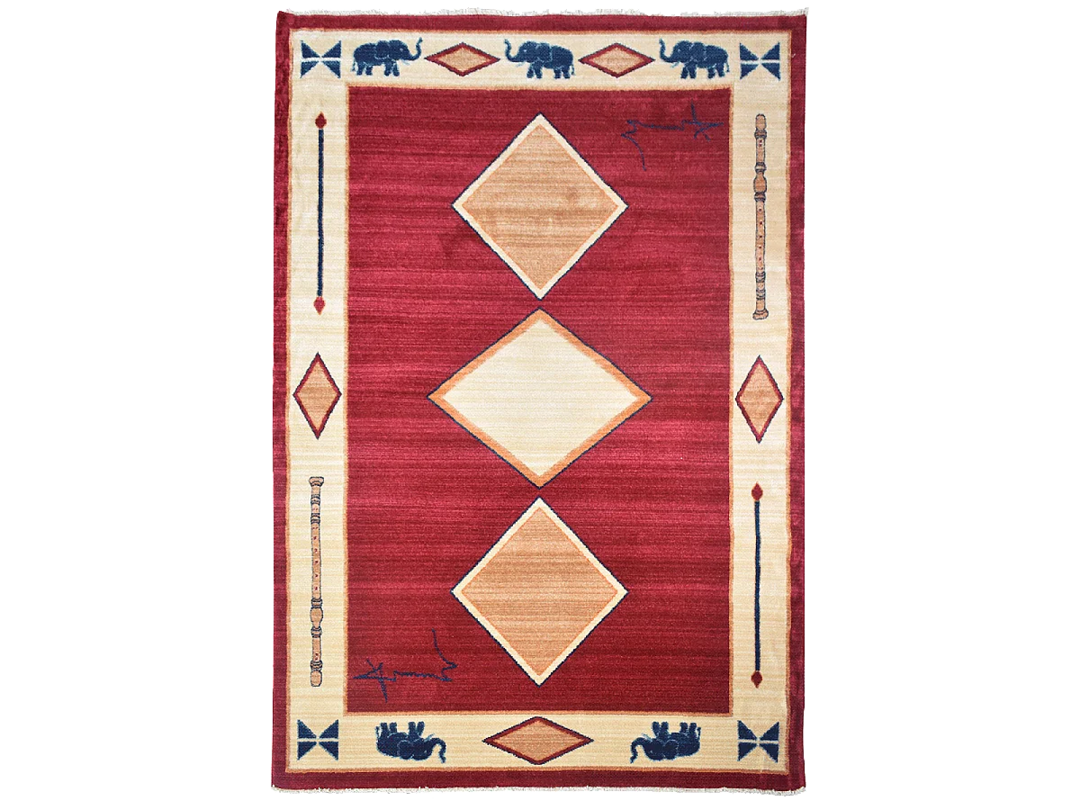 tapis salon 160x240 tissé rouge rectangle motif simple CHOBAY 8