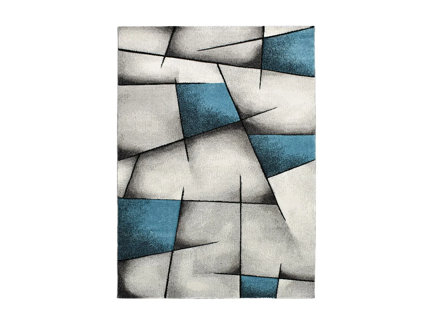 tapis salon 160x230 tissé turquoise rectangle motif géométrique LYN8 ULTIMA