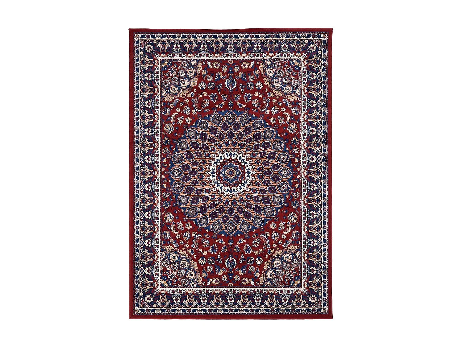 Tapis oriental 240x330 rectangle crème et rouge tissé motif ethnique LYN1 ROSOR