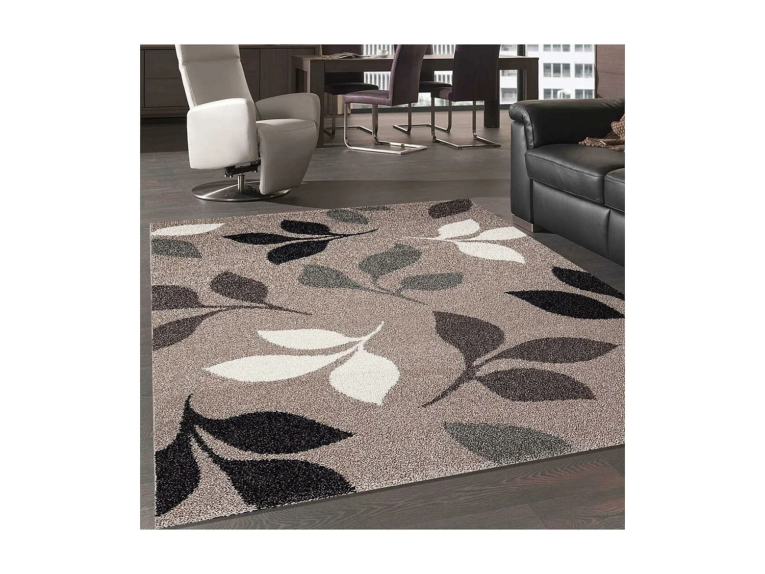 tapis chambre 60x115 tissé taupe rectangle motif floral 3FLOWER
