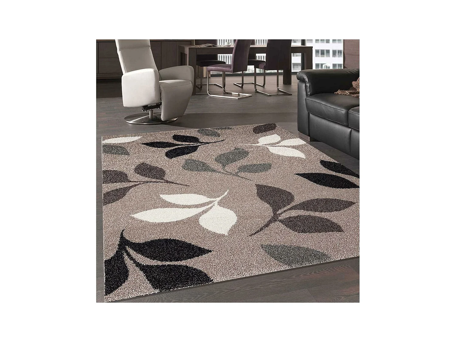 tapis chambre 60x115 tissé taupe rectangle motif floral 3FLOWER