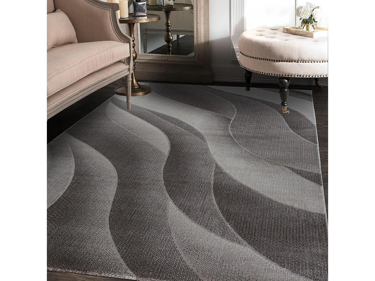 tapis chambre 140x200 tissé marron rectangle motif rétro-vintage LISIVE