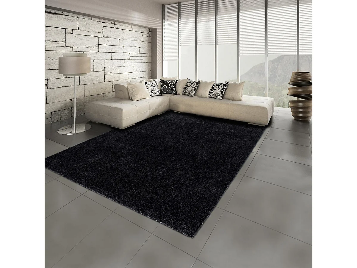 Tapis de couloir 80x250 tissé motif uni SOULA anthracite