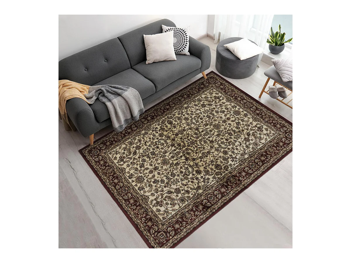 Tapis orient 160x230 rectangle crème tissé motif classique TIBRICAL