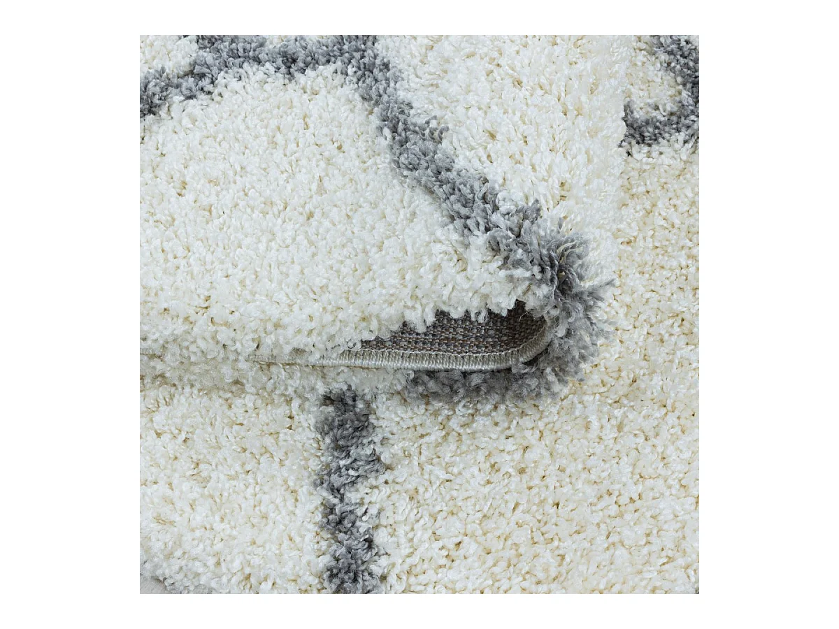 Tapis shaggy 280x370 rectangle tissé crème motif scandinave SCANDINAV A