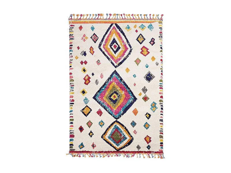Tapis berbère 120x170 tissé motif ethnic LYN5 OURIKA F ivoire