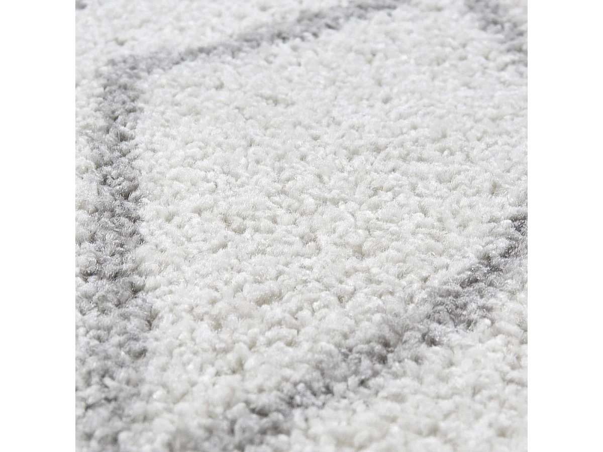 tapis chambre 160x235 tissé blanc et gris rectangle motif géométrique SPATA