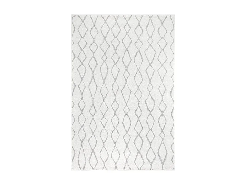 tapis chambre 160x235 tissé blanc et gris rectangle motif géométrique SPATA