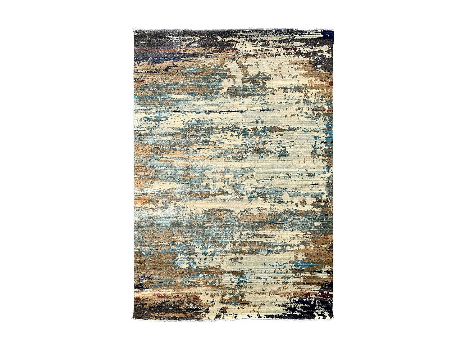 tapis chambre 60x110 tissé marron et beige rectangle motif abstrait OEUVRO