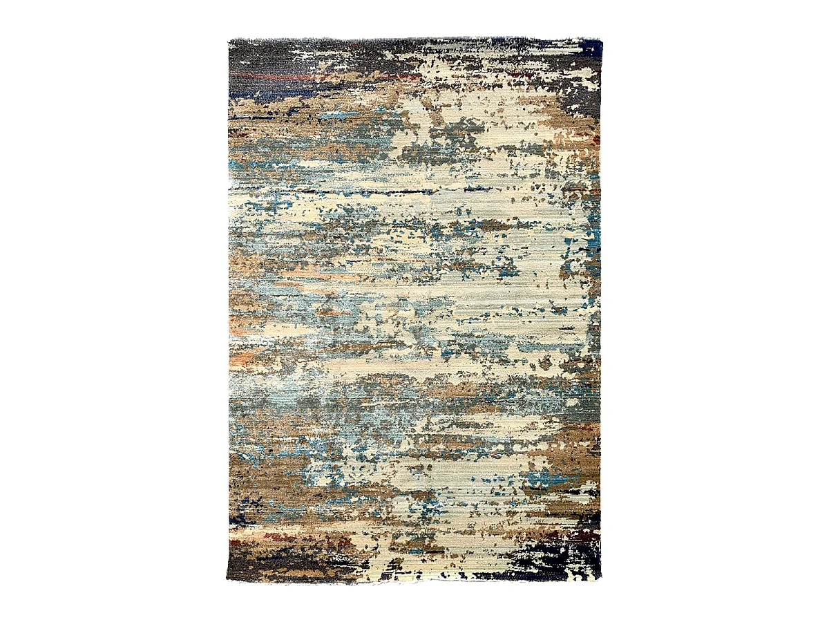 tapis chambre 60x110 tissé marron et beige rectangle motif abstrait OEUVRO