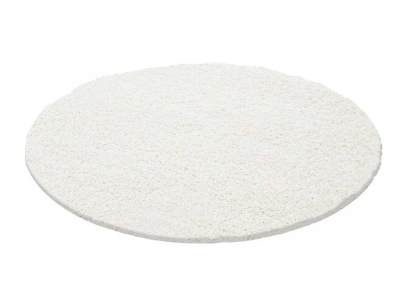 Tapis poils longs shaggy Ø160cm rond tissé crème motif uni UNI L