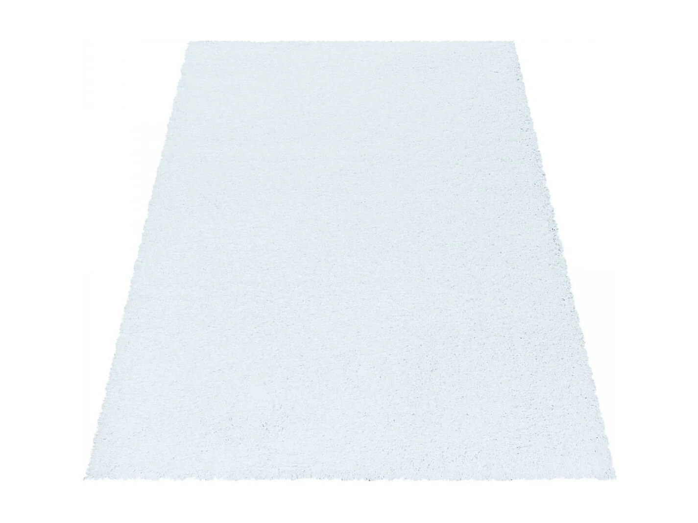 Tapis poils longs shaggy Ø160cm rond tissé blanc motif uni UNI I