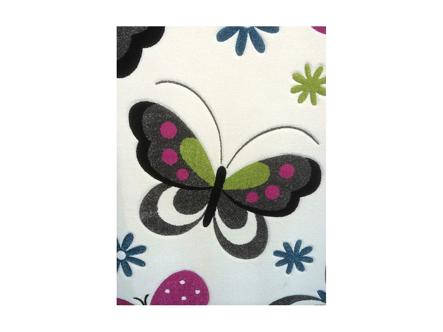 tapis chambre 240x340 tissé crème rectangle motif animaux BUTERFLY