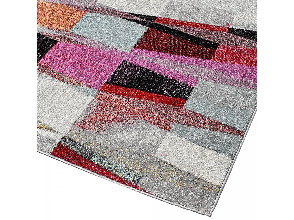 tapis chambre 150x220 tissé rouge et vert rectangle motif ethnique ELYZA