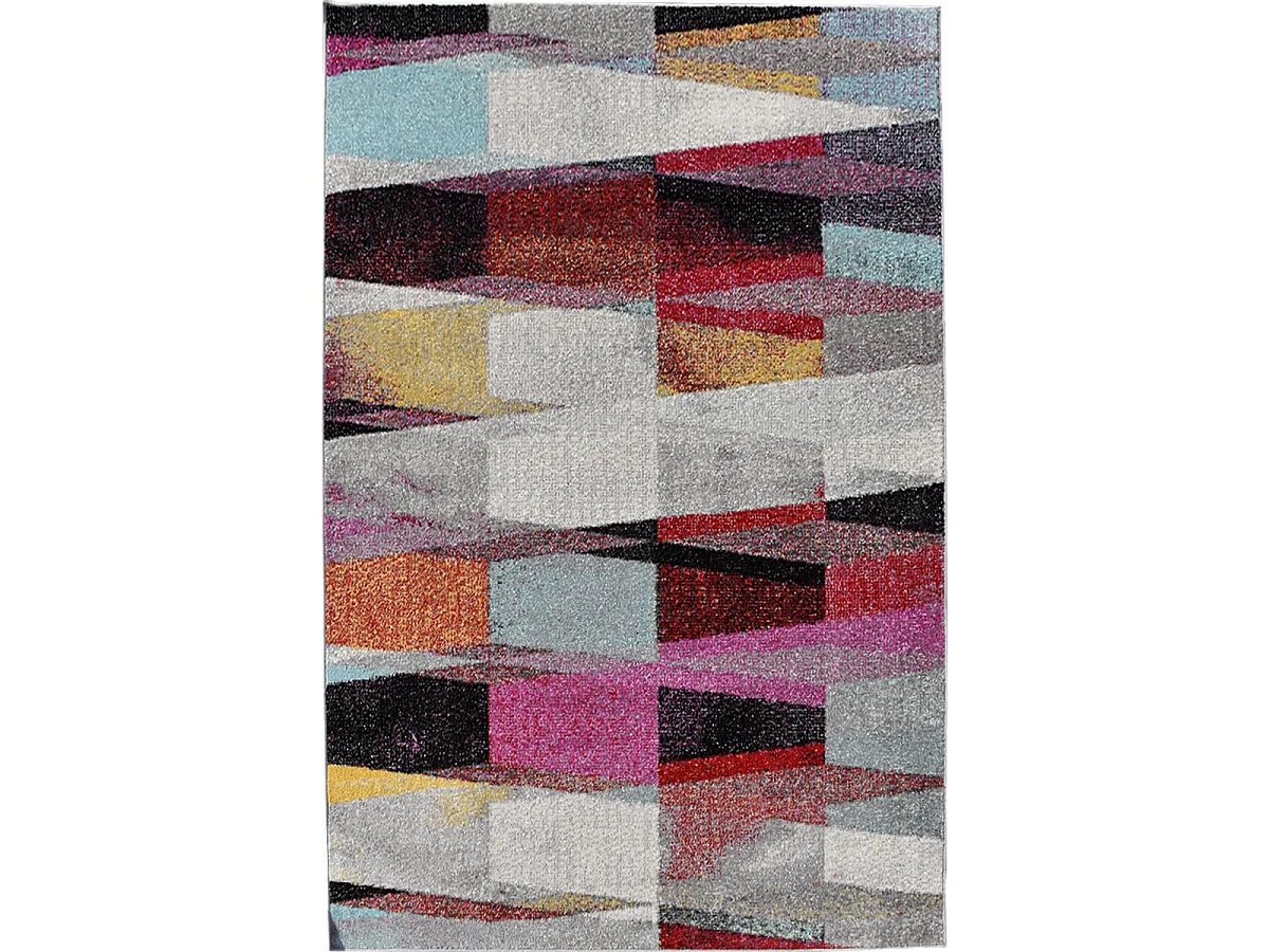 tapis chambre 150x220 tissé rouge et vert rectangle motif ethnique ELYZA