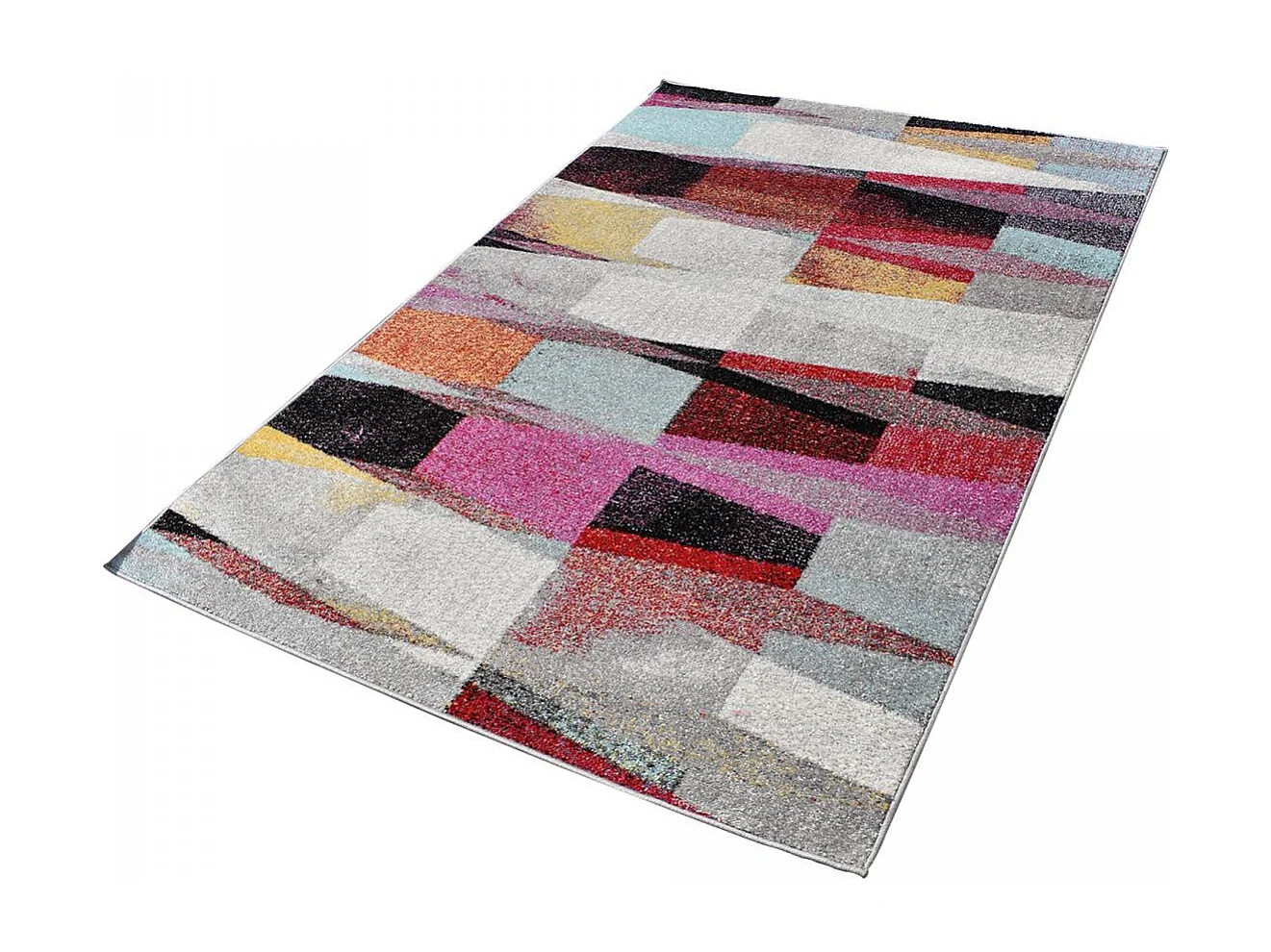 tapis chambre 150x220 tissé rouge et vert rectangle motif ethnique ELYZA