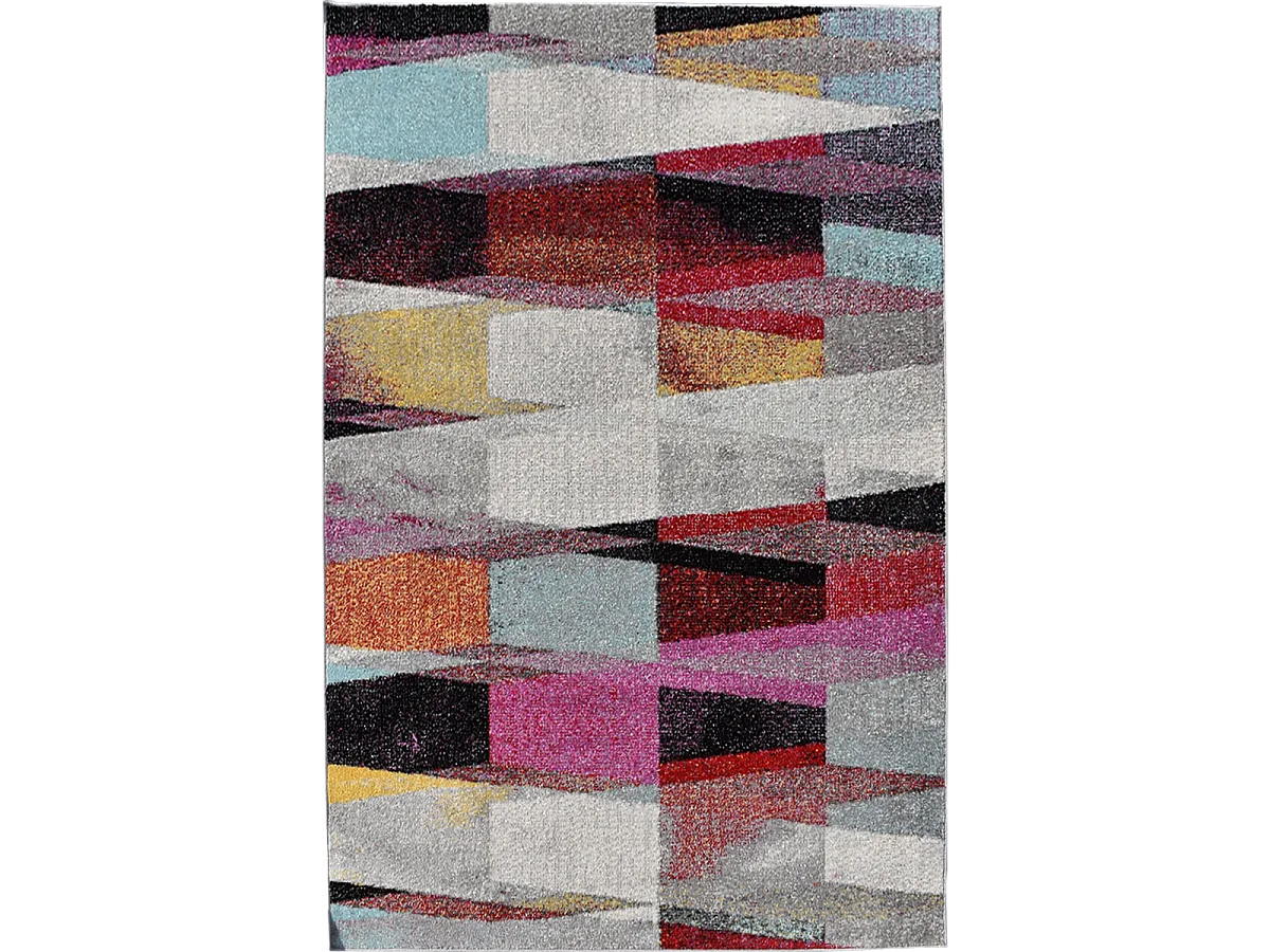 tapis chambre 150x220 tissé rouge et vert rectangle motif ethnique ELYZA