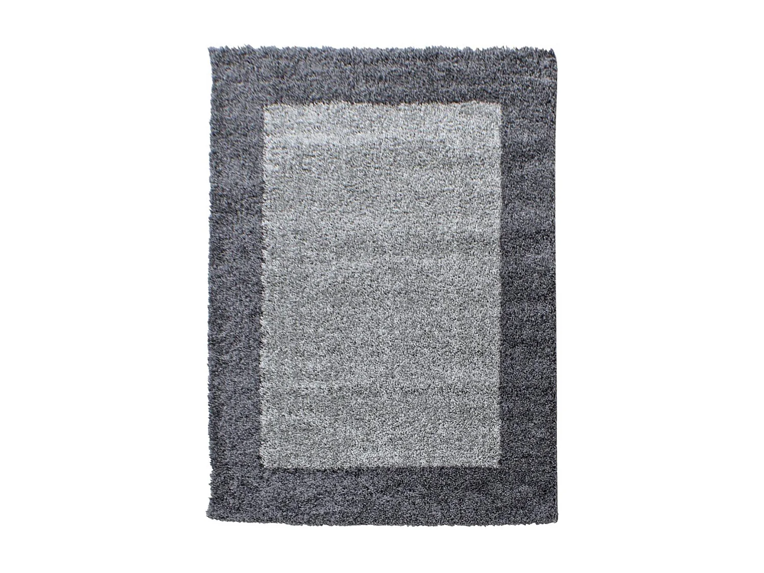 Tapis poils longs shaggy 300x400 rectangle tissé gris clair et gris foncé