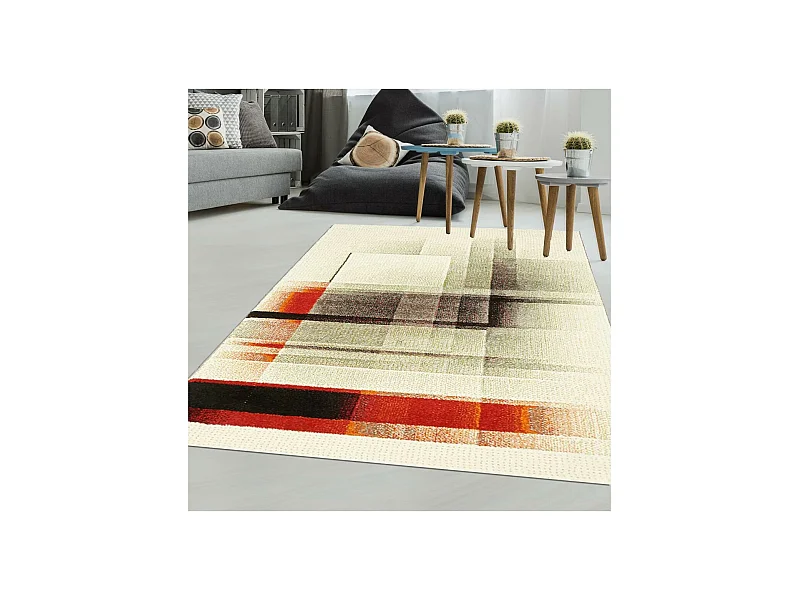 tapis chambre 60x110 tissé gris et noir rectangle IRAMINO