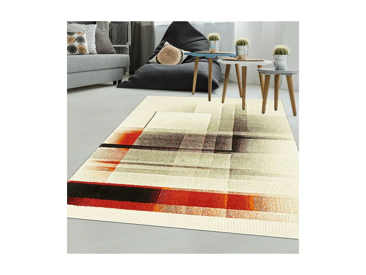 tapis chambre 60x110 tissé gris et noir rectangle IRAMINO