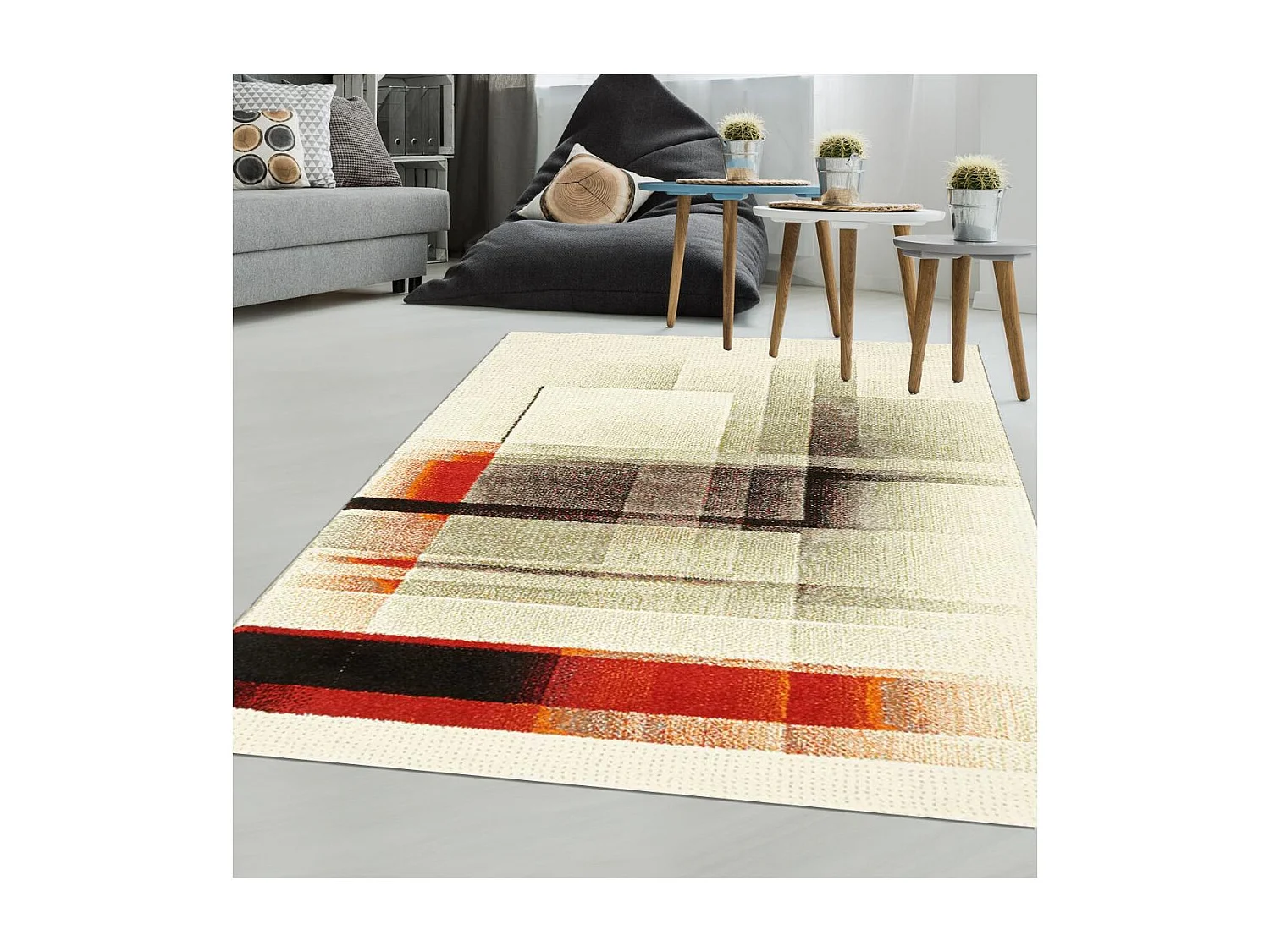 tapis chambre 60x110 tissé gris et noir rectangle IRAMINO