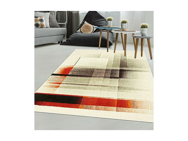 tapis chambre 60x110 tissé gris et noir rectangle IRAMINO