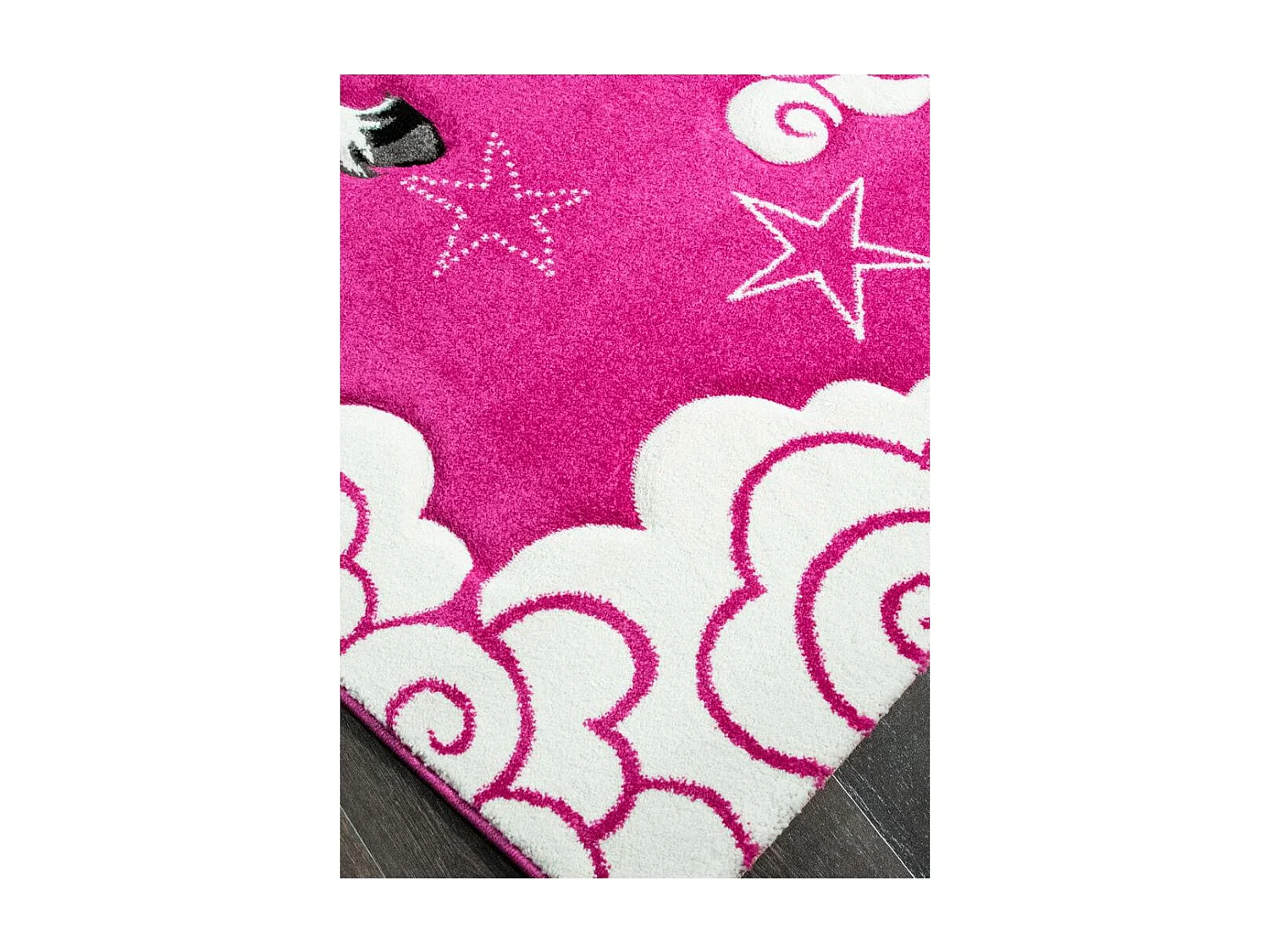 tapis chambre 80x150 tissé fuchsia rectangle motif enfant LICORNE
