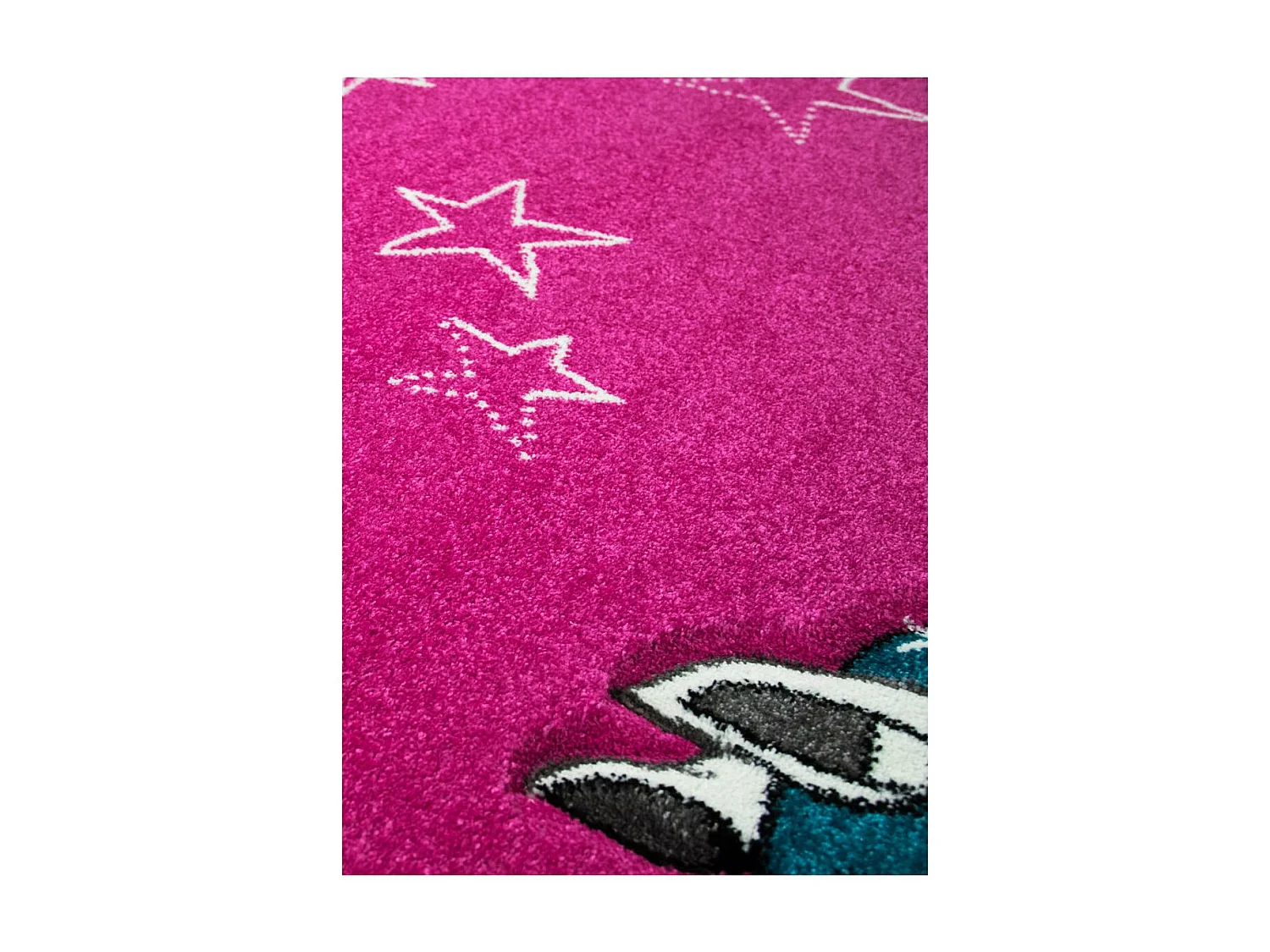 tapis chambre 80x150 tissé fuchsia rectangle motif enfant LICORNE