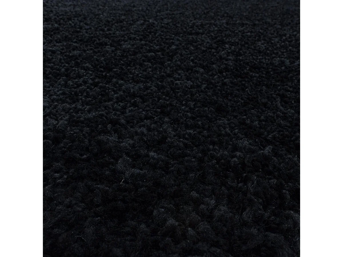 Tapis poils longs shaggy 200x290 rectangle tissé noir motif uni UNI I