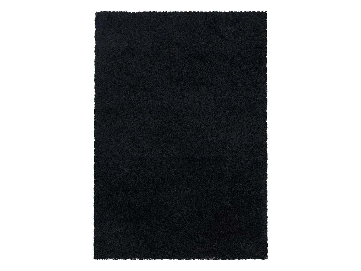Tapis poils longs shaggy 200x290 rectangle tissé noir motif uni UNI I